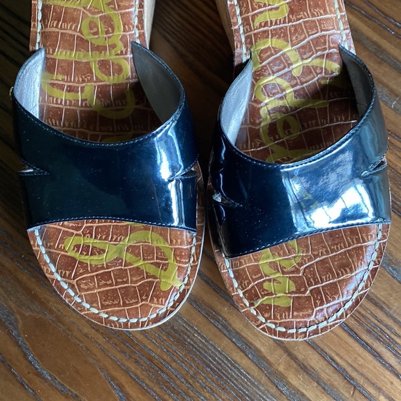 Sam Edelman Reid Black Patent Platform Wedge Sandals - Picture 4 of 11